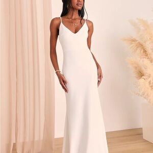 Lulu's NWT White Sheath Maxi Dress Spaghetti Strap